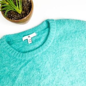 Banana Republic Alpaca Wool Sweater Teal Puff Sleeve Large